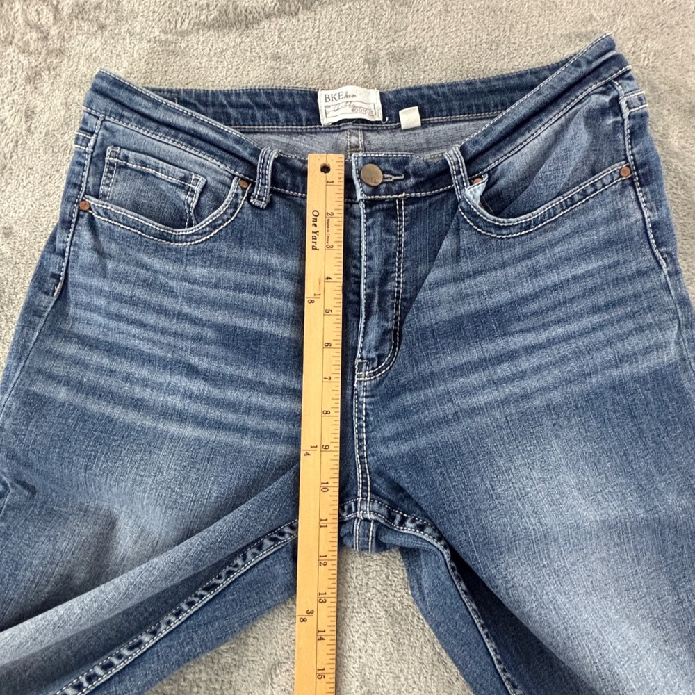 BKE Gabby Bootcut Jeans Womens 31L Long Stretch Blue Distressed Denim 33" Inseam - Picture 7 of 10